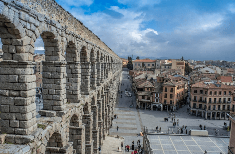 Vista del Acueducto y Ciudad de Segovia